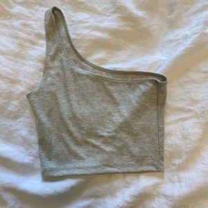 Joah Brown Single Strap Crop Tank in Pearl Grey